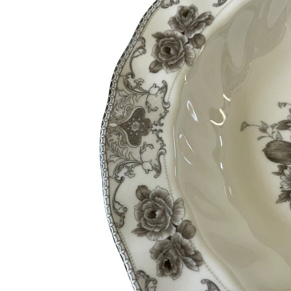 PALATE & PLATE Victorian BROWN Rose Floral Porcelain 8.5" Soup Bowl Set of 4 NEW - Picture 6 of 12